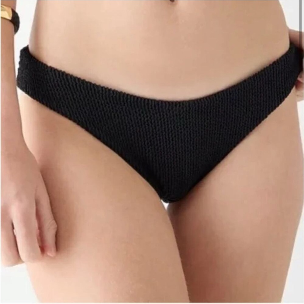 J. Crew Black Scrunchie Textured Hipster Bikini Bottom Womens Size 3X Plus NWT